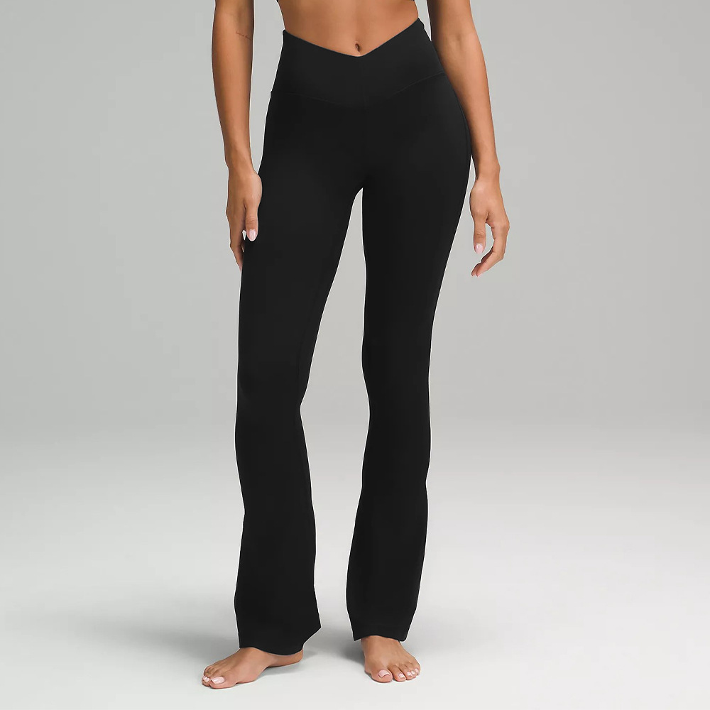 Hot Custom Casual Bootcut Yoga Pant Leggings Women Crossover High Waist Bell Bottom V Cut Black Flare Leggings Pants