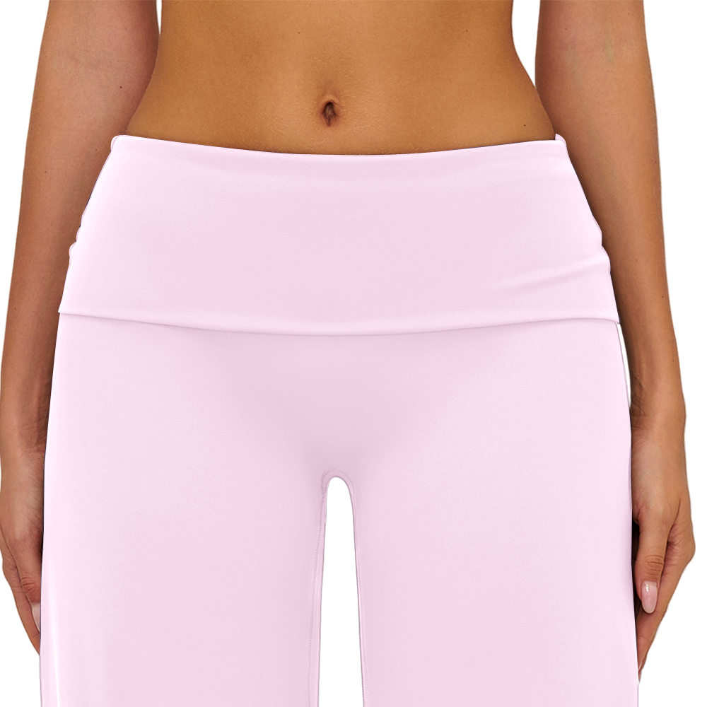 Women Workout Flared Gym Flare Leggings High Waist Yoga Leggings Fold Over Yoga Pants Tummy Control Sports Wear