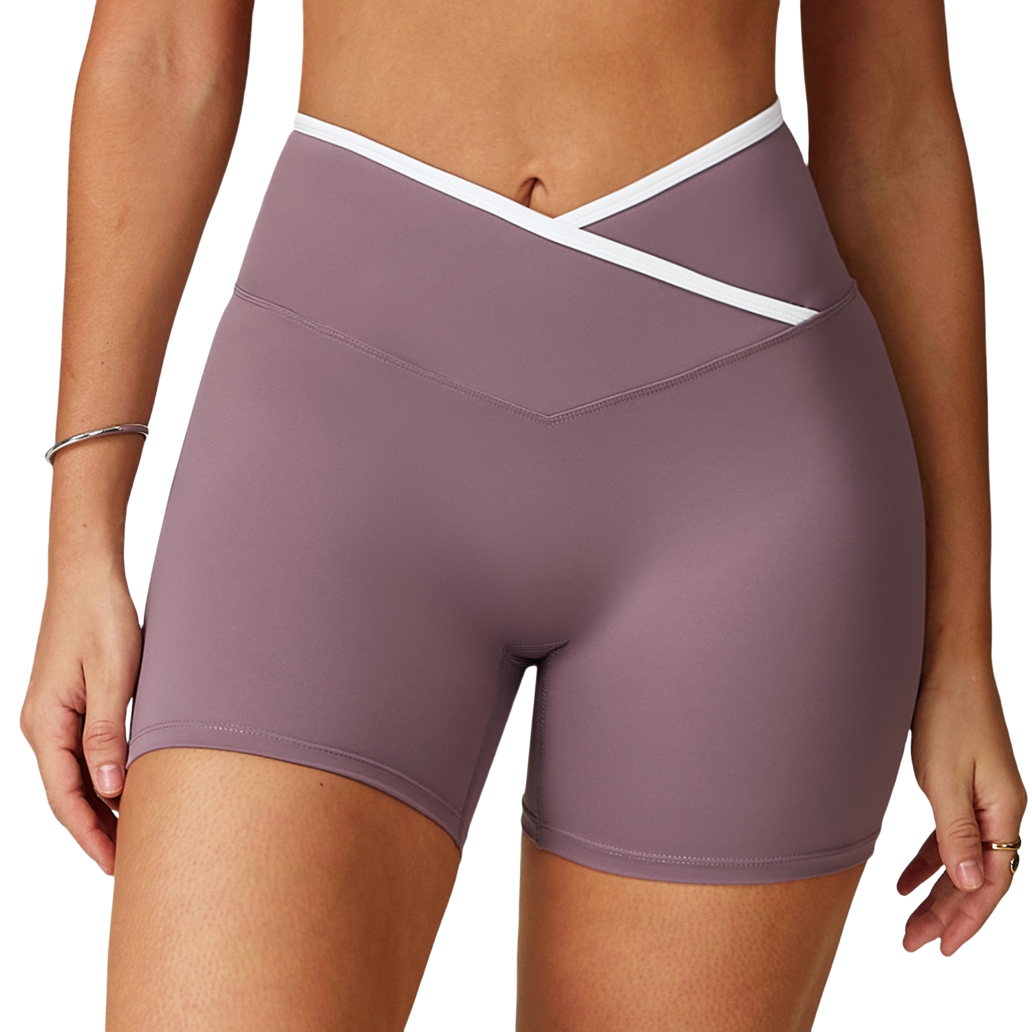 Women's Slim Cross High Waist High Elastic Yoga Pants Comfortable Color Contrast Butt Lifting Yoga Pants for Women