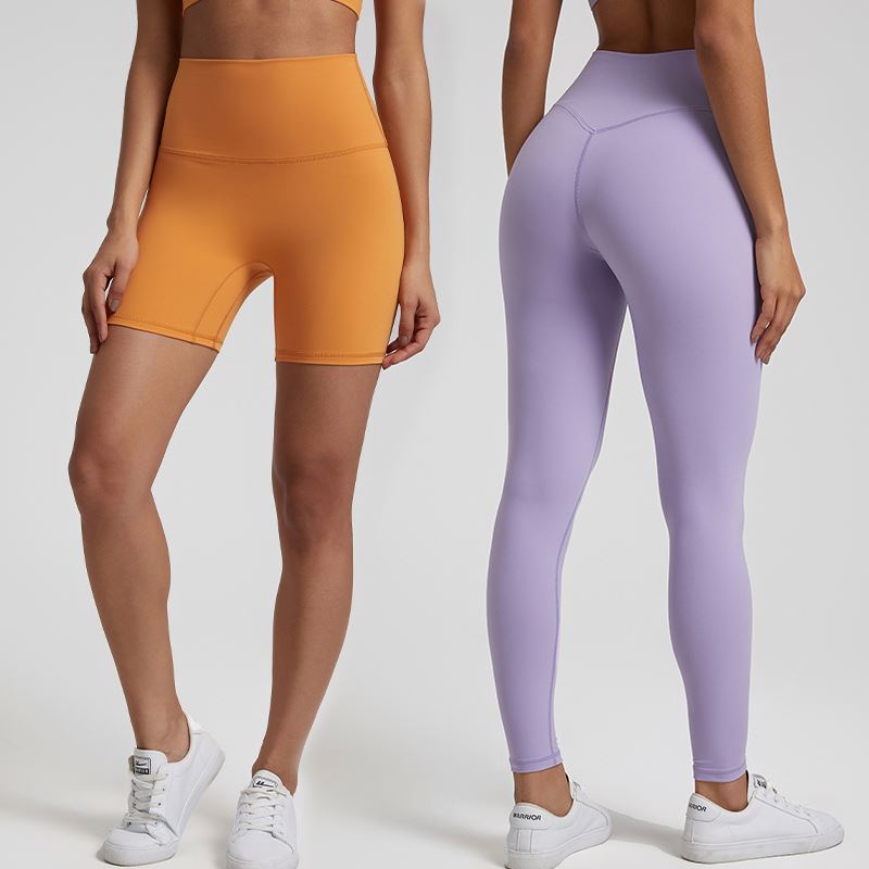 Premium 68 Nylon 32 Spandex V-Back Seam Gym Yoga Biker Shorts High Waist Breathable Peach Hip Activewear Gym Leggings For Women