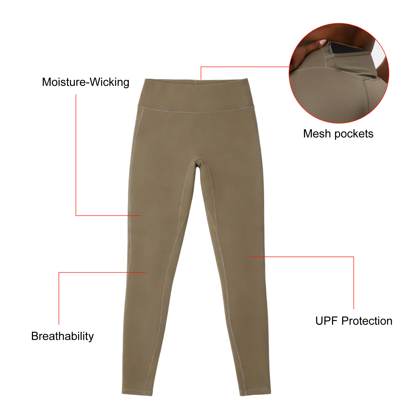 Women's High Waisted Yoga Leggings with Mesh Pockets Compression Moisture Wicking Chafe-Free Seams for Workout Pant OEM ODM