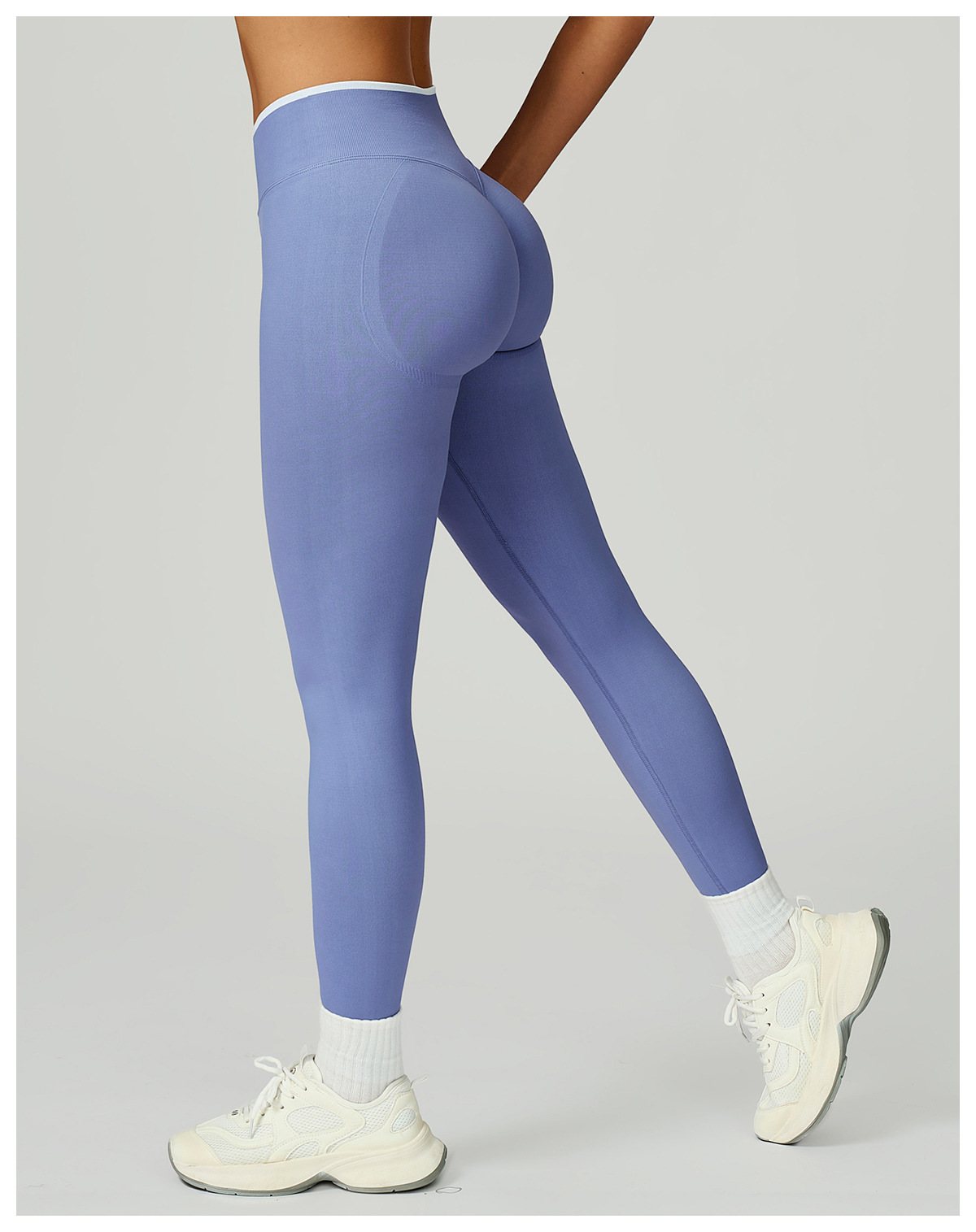 Seamless Color Block Trim High-Waist Slim Fit Yoga Pants for Women Outdoor Running &amp; Gym