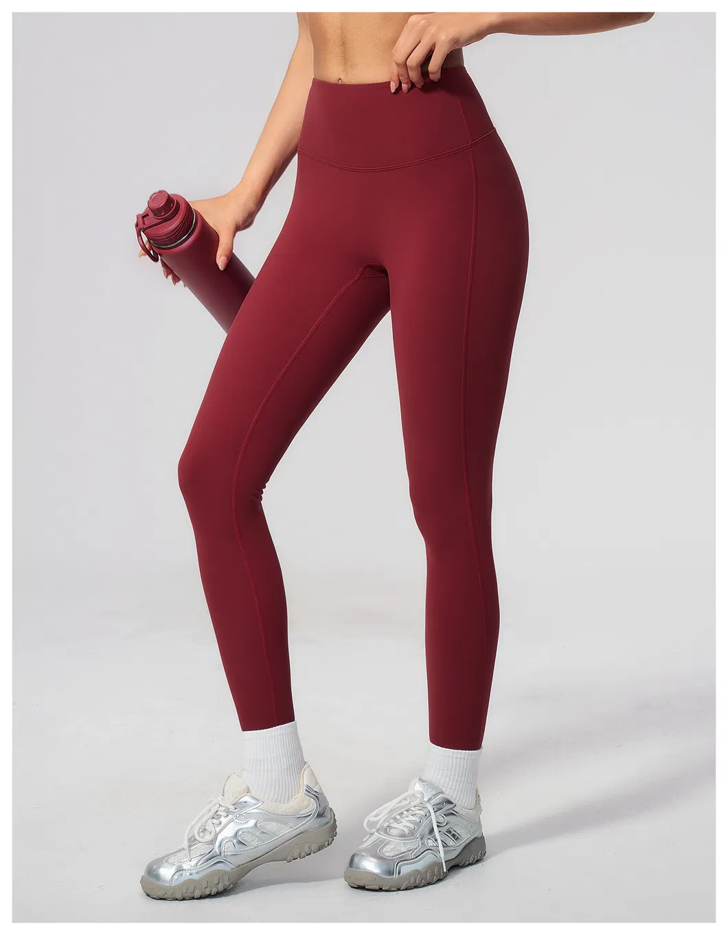 Tummy Control High Waist Yoga Pants for Women Wide Seamless Waistband V-Shape Lifting Butt Scrunch Leggings Squat-Proof 4-Way Stretch Matte Cropped