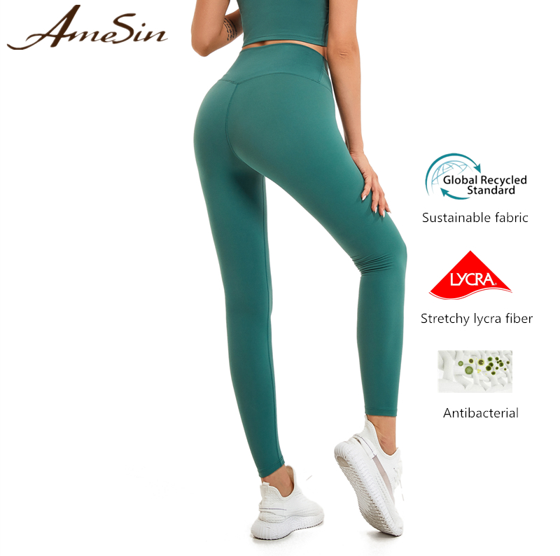 Buttery Soft Eco-friendly Women's High Waist Workout Yoga Pants Recycled Booty Leggings For Women
