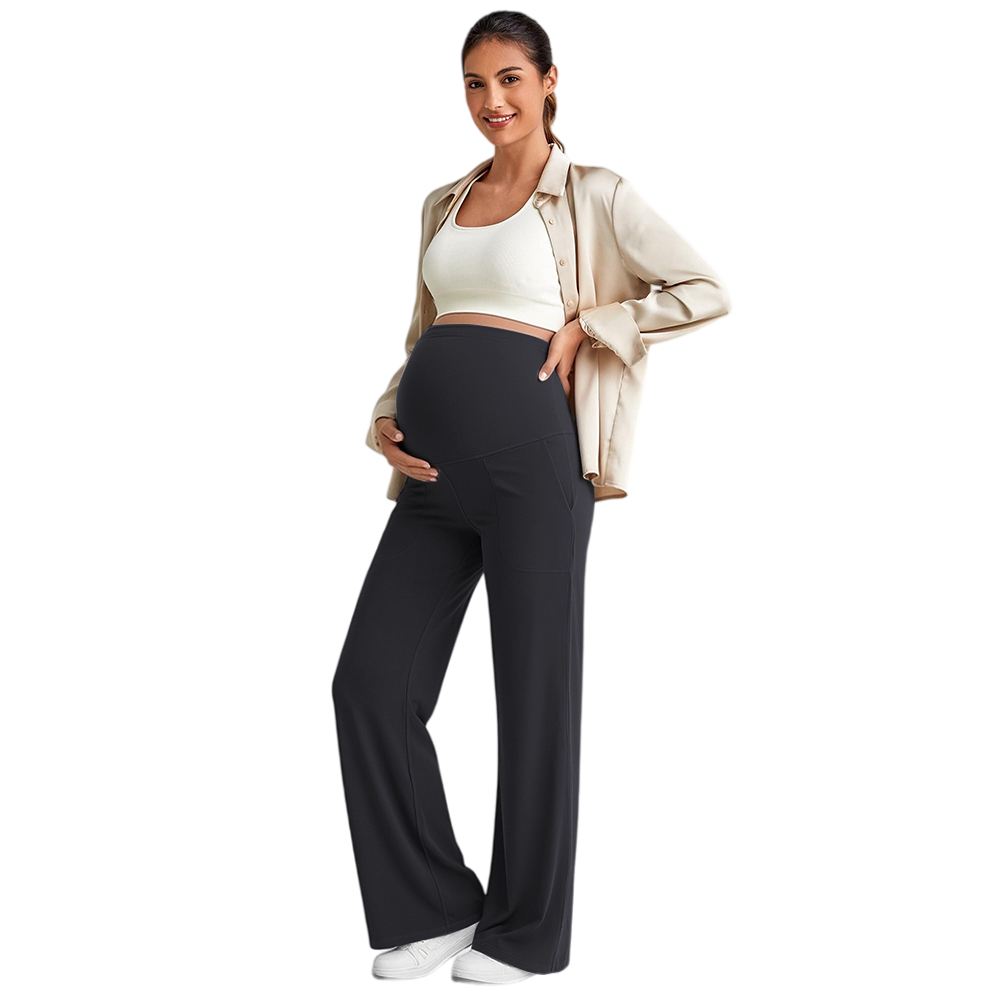 Maternity Clothes Pregnant Women Soft Straight Leg Yoga Pants Super High Waist Maternity Yoga Pants Breathable Gym Clothes