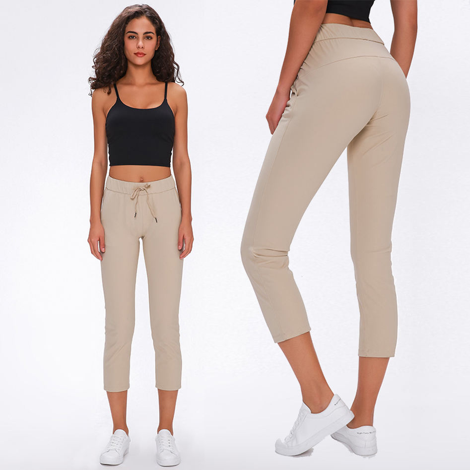 2023 New Lulu Workout Wear Casual Sports Yoga Pants with Pocket High Waist Lift Butt Breathable Stretch Slim Align Yoga Pants