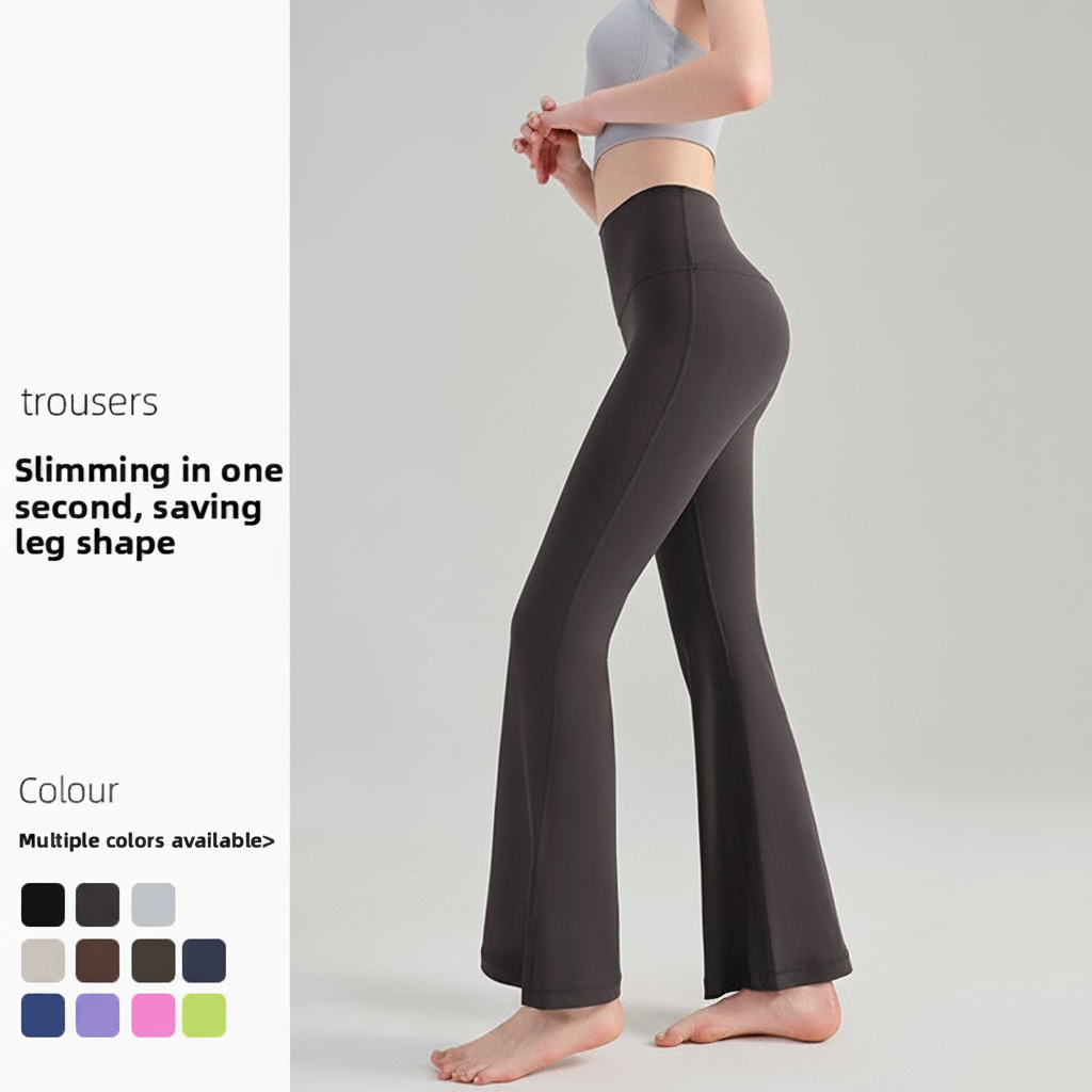 Yoga Pants Full Length High Waist Hip Lifting Solid Breathable Wrinkle-Resistant Spandex/Nylon Slight Small Tall Slimming Leg