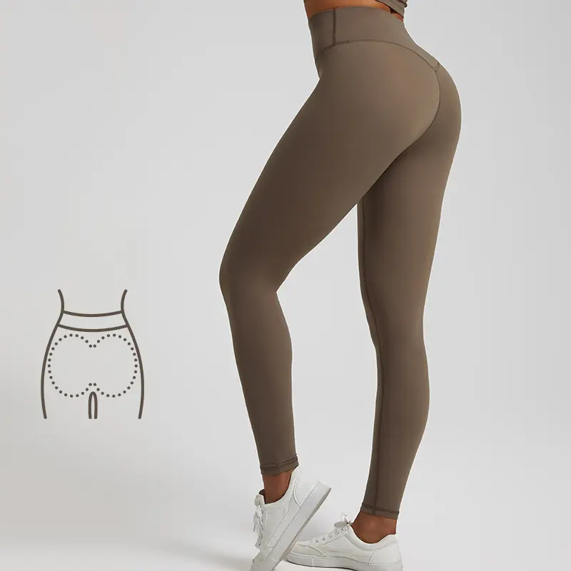 Premium 68 Nylon 32 Spandex V-Back Seam Gym Yoga Biker Shorts High Waist Breathable Peach Hip Activewear Gym Leggings For Women