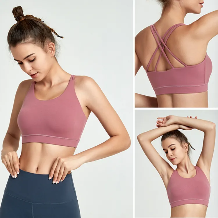 Crisscross Back Sports Bra Crop Top