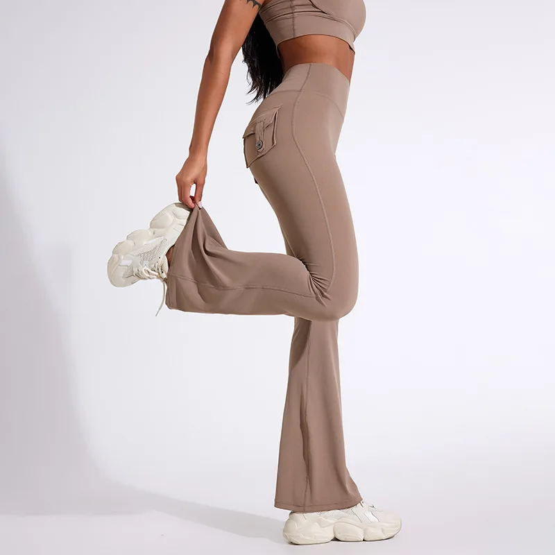 Women's Peach Bell Yoga Pants XS Size High Seamless Logo-Print Sports Tight Fitness Micro Yoga Clothes Workwear Hip-Lifting