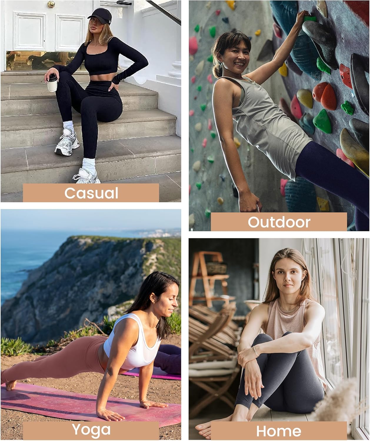 NexiEpoch High Waisted Leggings for Women-Black Tummy Control Compression Soft Yoga Pants Vintage Style Spandex/Nylon Full