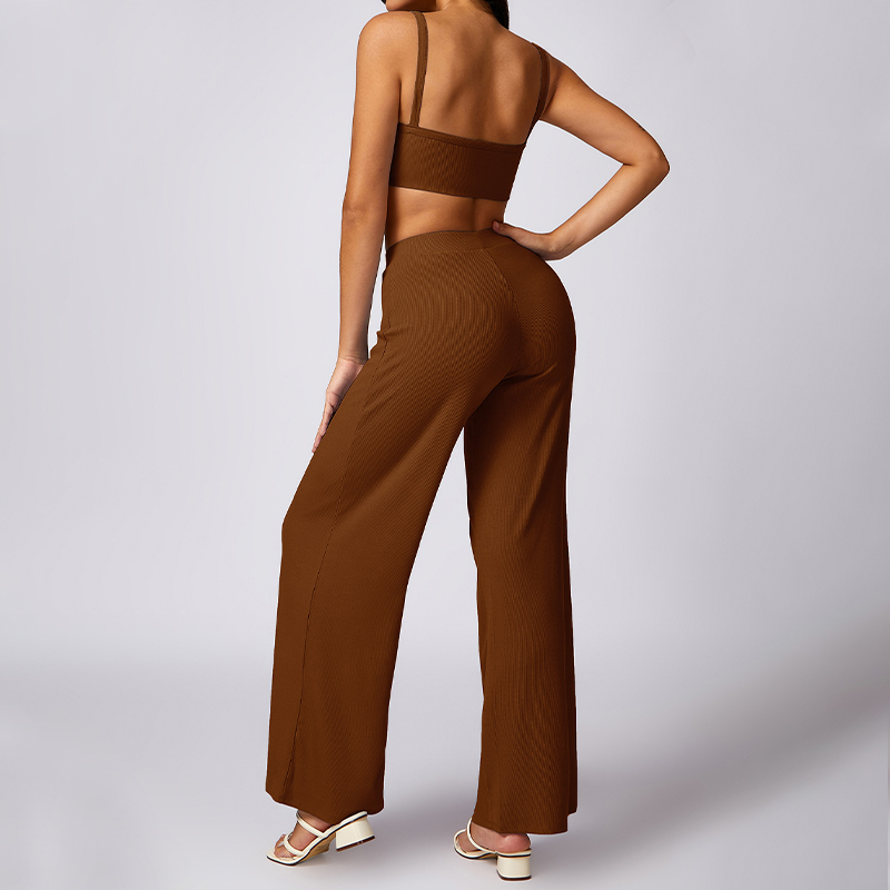 TZ8714-3 Custom Yoga Wear Set Women 2 Pieces Vest Bra Loose Wide Leg Sweatpants Womens Clothing Fitness Women's Sets