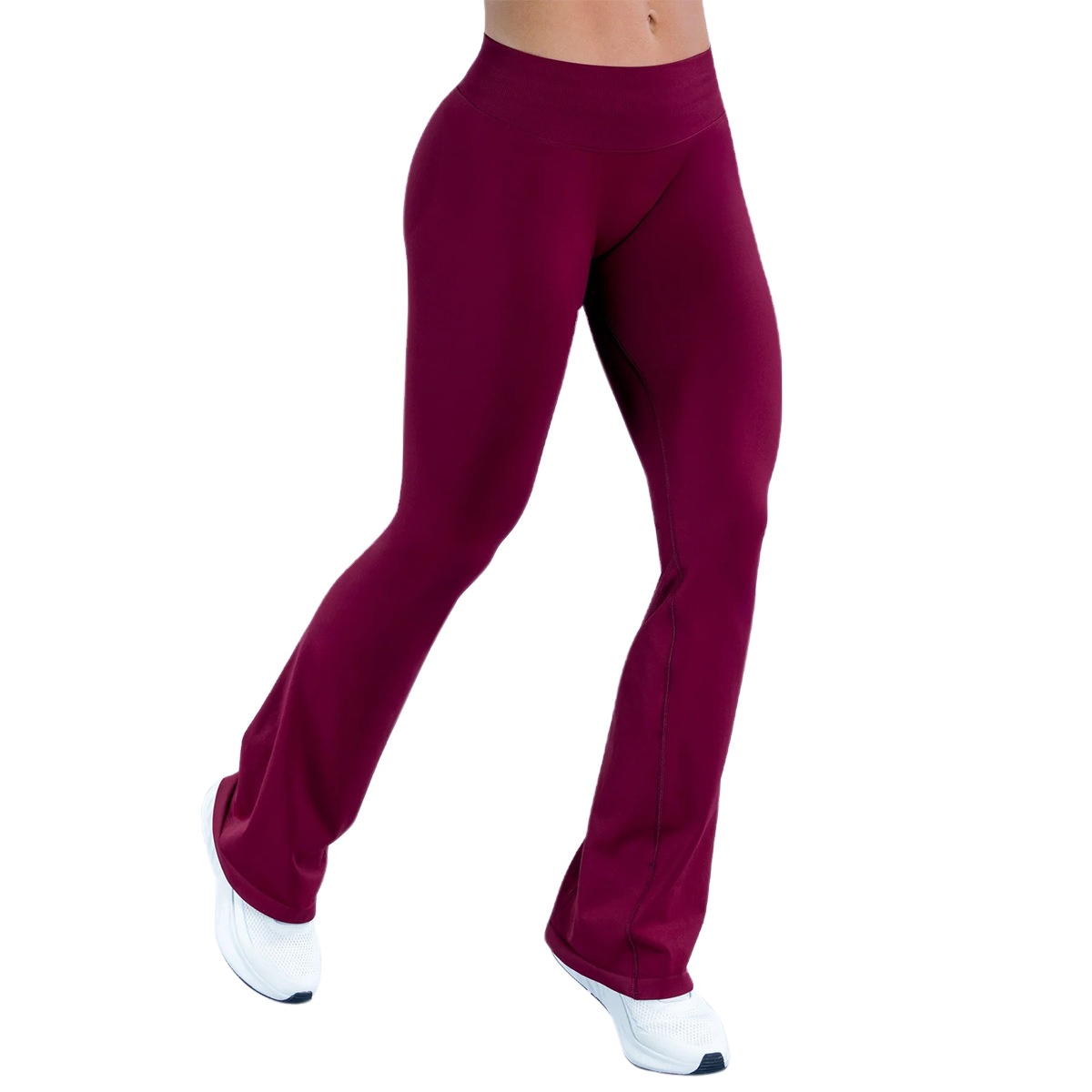Women's Seamless Yoga Flare Pants Elastic Waist Spandex Polyester High Waist Wide-leg Bell-bottom Outdoor Running Sports Fitness
