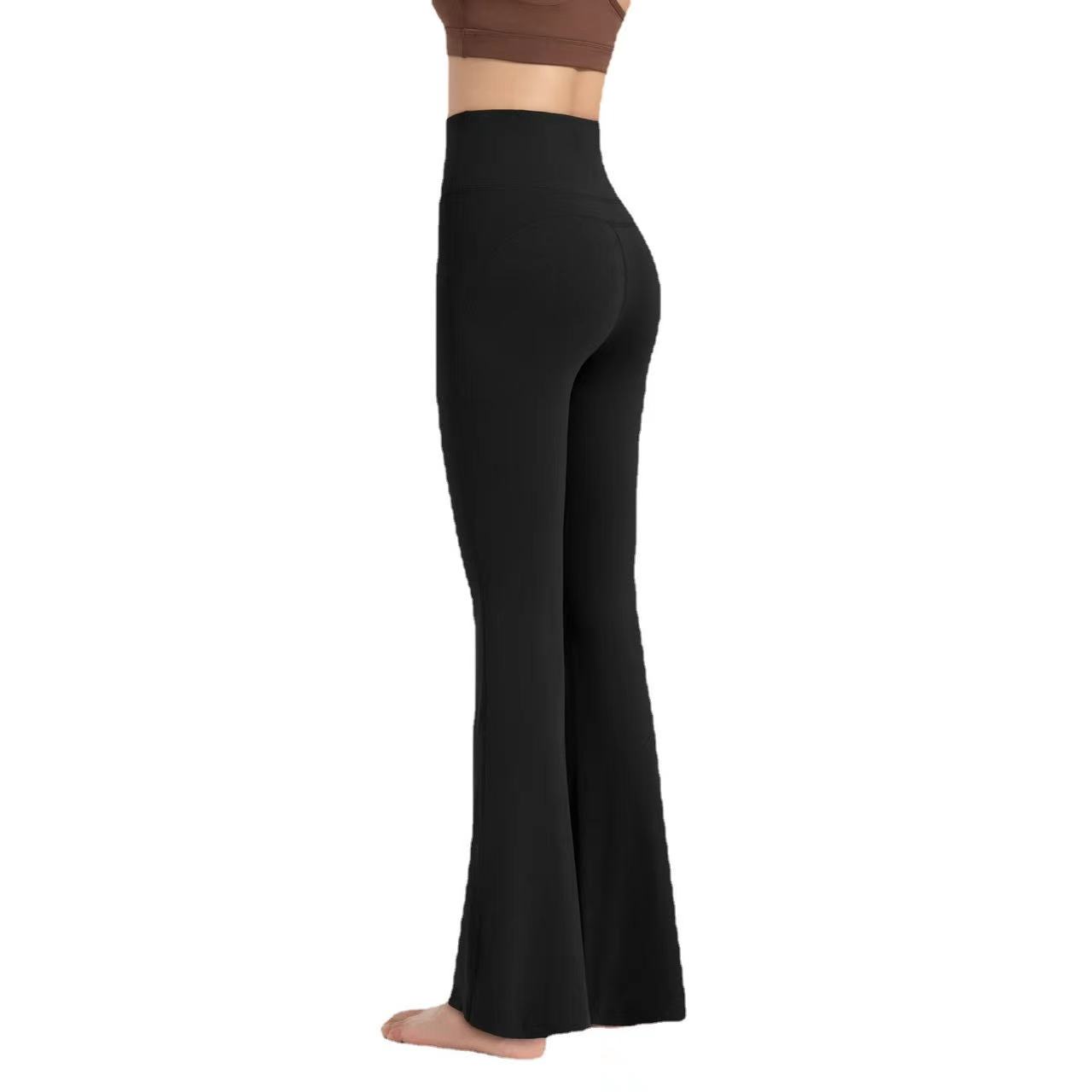New Style Nude-Feel Flared Yoga Pants Womens No-Ugly-Line High-Waist Bootcut Pants Elastic Waist Highly Elastic Slimming