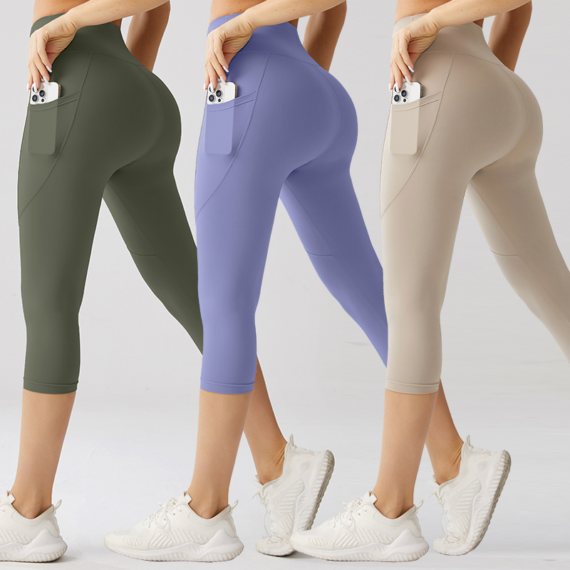 Wholesale Spring Breathable Solid High-Waisted Scrunched Butt Yoga Gym Pants Quick Dry Fitness Leggings Customizable Logo