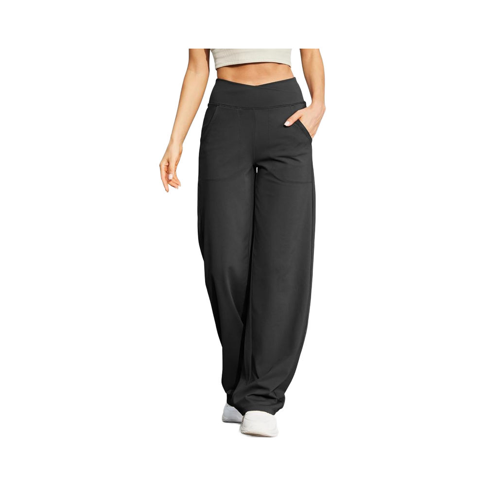 G4Free EverGoing Wide Leg Yoga Pants for Women Loose Tummy Control Pockets Petite/Regular/Tall Stretch Polyester/Nylon Full
