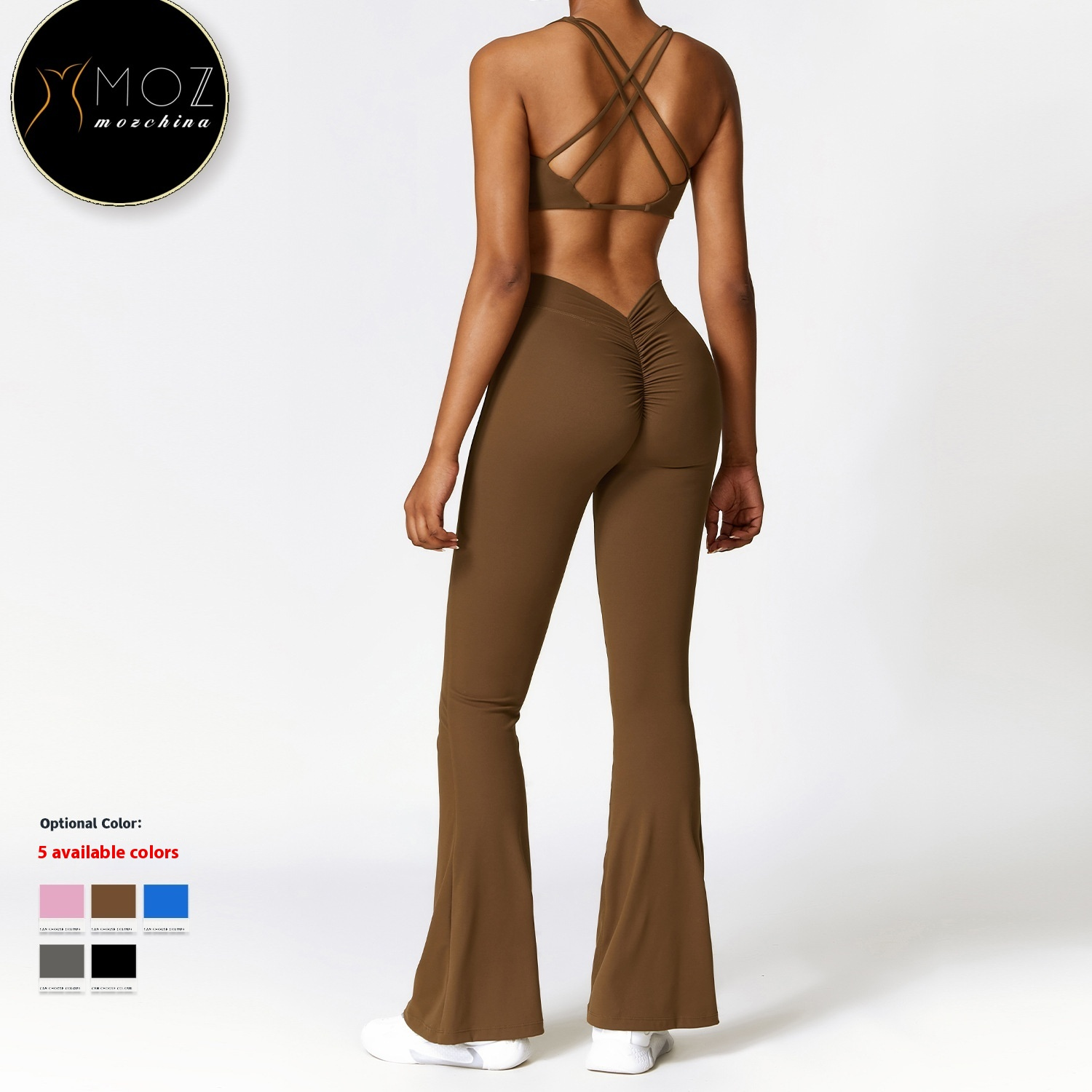 Peach Booty Flare Yoga Pants High-Waisted Bootcut Leggings Quick-Dry Wide Leg Workout Trousers Fitness Running Athletic Wear