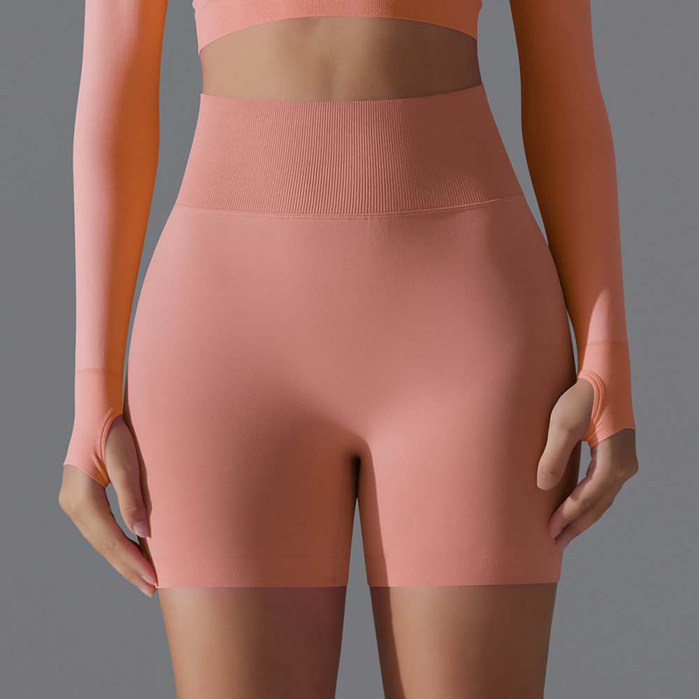 Women's High Waist Fitness Pants Sports Belly-Tightening Seamless Tights Peach Hip Yoga Shorts Active Bottoms