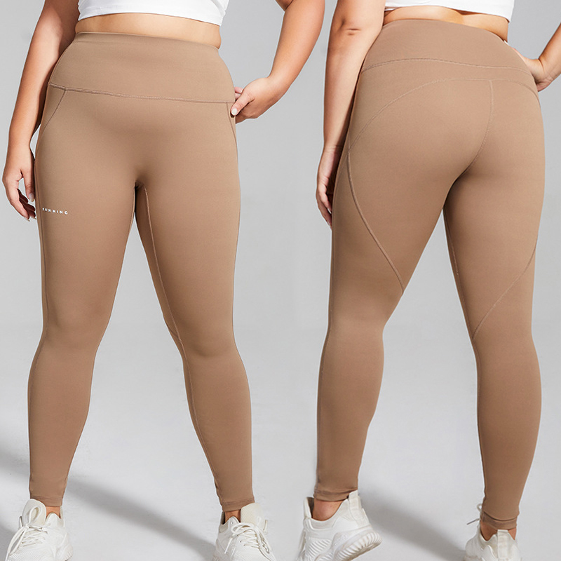 Women's Plus Size Sports Pocket Fitness Pants Peach Pants Running Arm Lifting High Waisted Stretchy Bottoms Yoga Pants