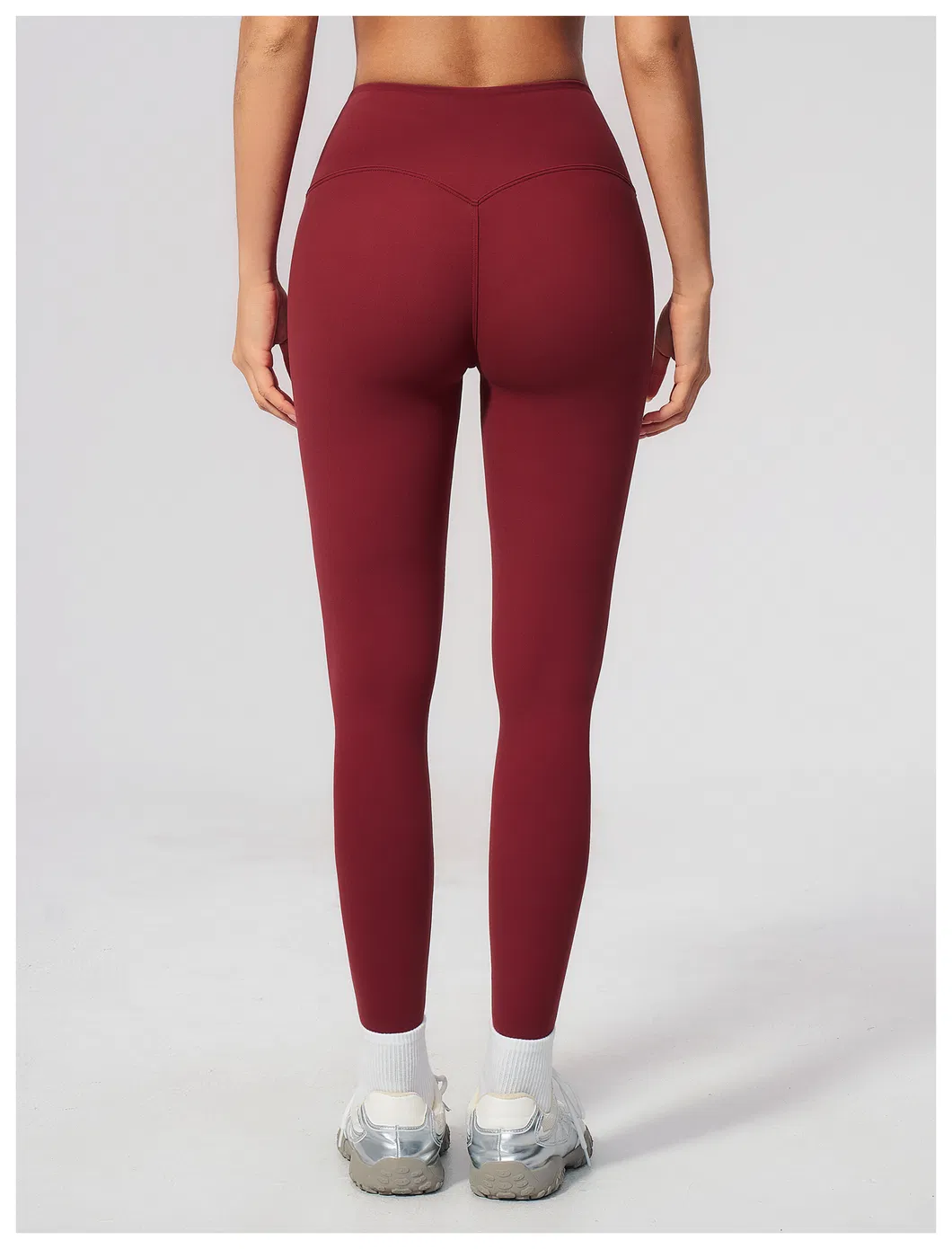 Tummy Control High Waist Yoga Pants for Women Wide Seamless Waistband V-Shape Lifting Butt Scrunch Leggings Squat-Proof 4-Way Stretch Matte Cropped