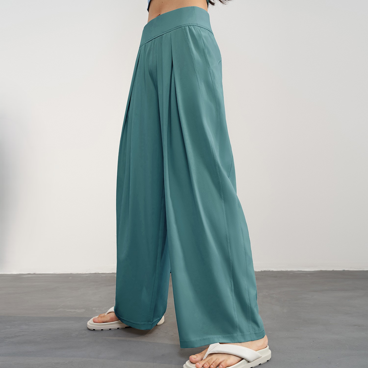 Cold Feeling High Waist Yoga Pants Quick Drying Loose Straight Sportwear Casual Flare Pants for Women