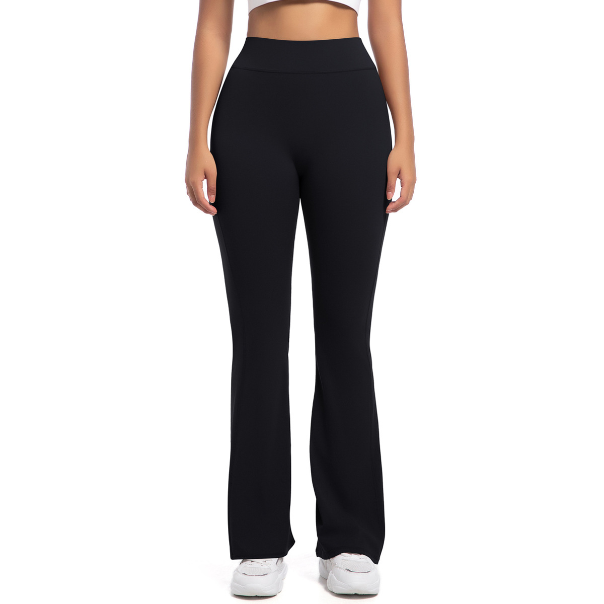 Button Peach High-Waisted Tight Yoga Bell-Bottoms Fitness Sports Wide-Leg Boot-Cut Yoga Pants for Women