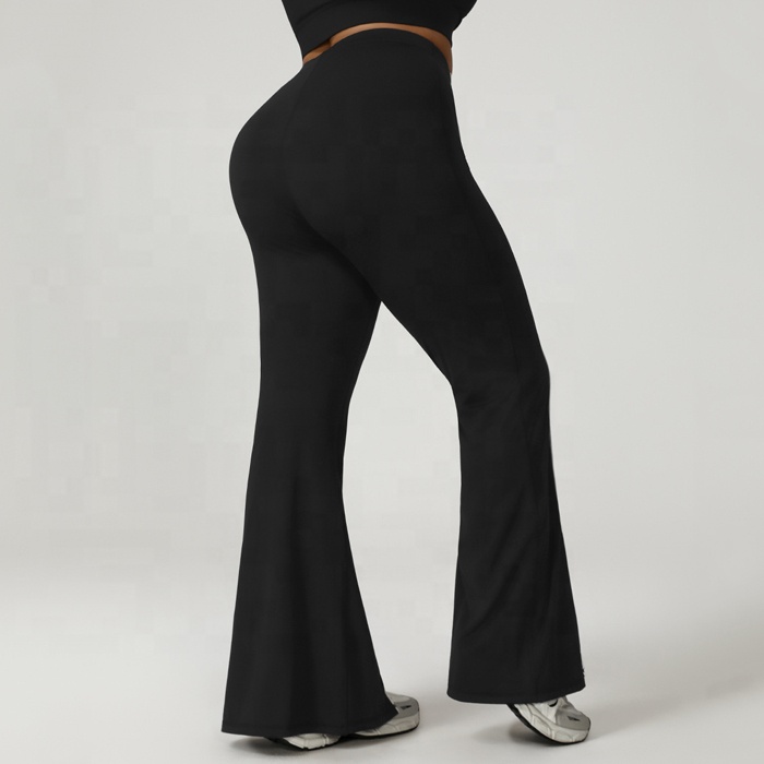Fat Women Color Block XL-4XL Plus Size Workout Yoga Gym Sport Fitness Dance Vent Flared Leggings Bootleg Lounge Wide Leg Pants
