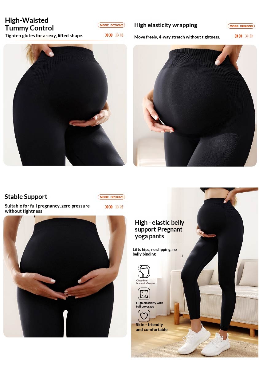 Tummy Support Ruched Maternity Yoga Leggings High Waist Hip Lifting Slim Full Length Soft Nylon Spandex Pregnancy Sports Pants