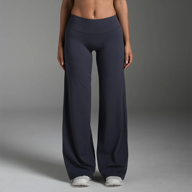 Breathable Sustainable Printed Mid Elastic Waist Smooth Loose Fit Straight Wide Leg Yoga Leggings Buttery Soft Four-Way Stretch