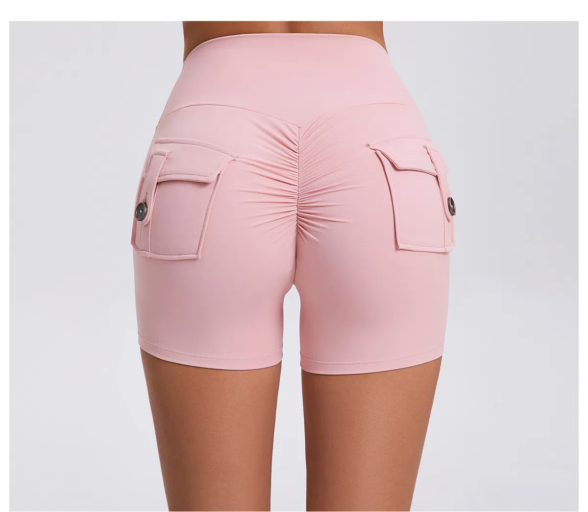 Peach-Shaped Workwear Tight Shorts Women High-Waist Stretch Button-Lift Yoga Pants Quick-Dry Running Fitness Shorts