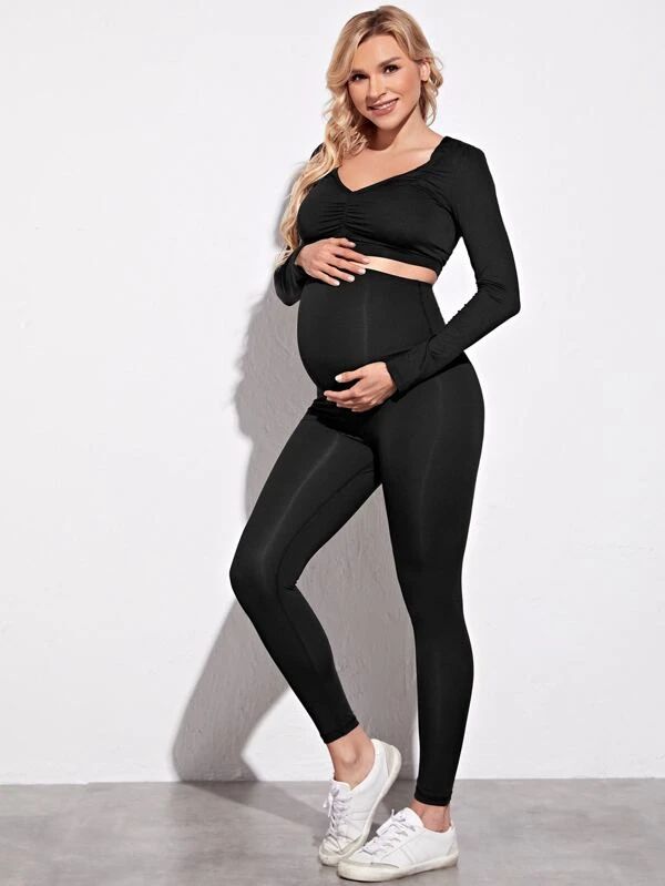 2022 Wholesale Comfort High Waist Support Belly Women's Pregnancy Pants Sports Yoga Leggings For Maternity Clothing