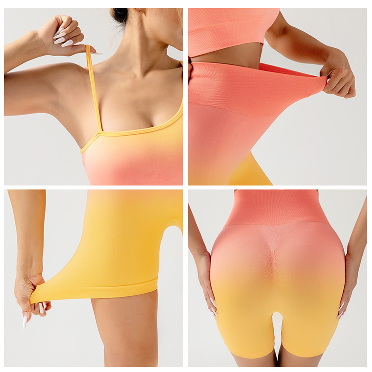 Custom Breathable High-Waisted Butt-Lifting Elastic Waist Front Print Ankle-Length Tie-Dye Seamless Gradient Running Yoga