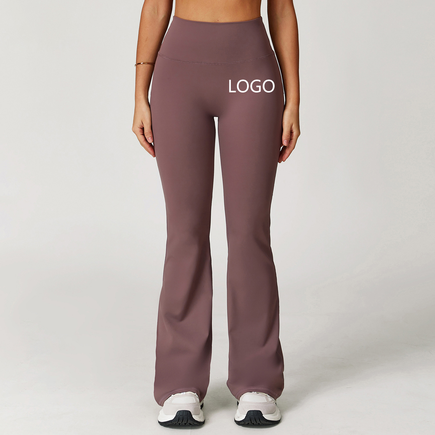 Casual Winter High Waist Flared Wide Leg Pants Elastic for Yoga Pilates Sports Fitness Exercise-Regular Fit Print Flat Front