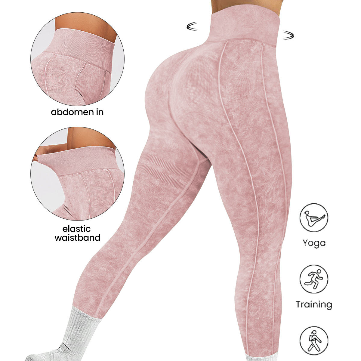 Womens High Stretch Seamless Breathable Yoga Leggings Elastic Waist Solid Pattern Nylon Spandex Active Wear Pants For Fitness