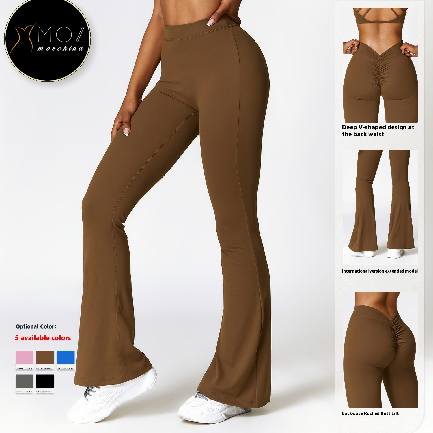 Peach Booty Flare Yoga Pants High-Waisted Bootcut Leggings Quick-Dry Wide Leg Workout Trousers Fitness Running Athletic Wear