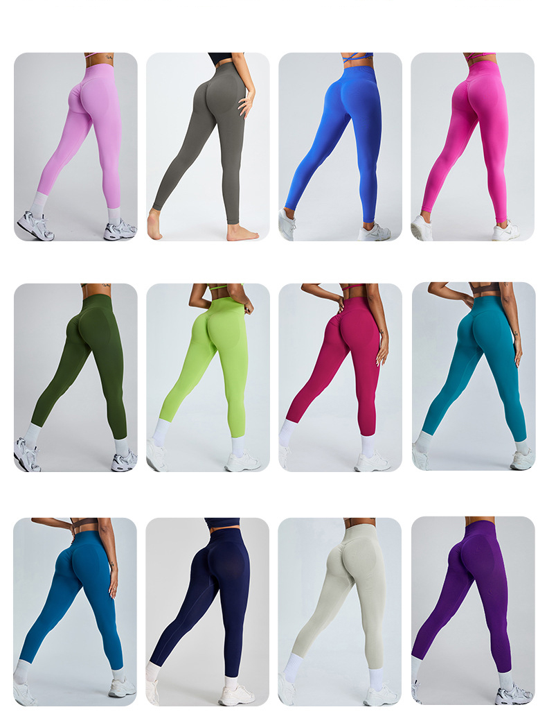 Seamless High-Waisted Yoga Pants with Contrast Binding Slim-Fit Workout Leggings for Running & Training