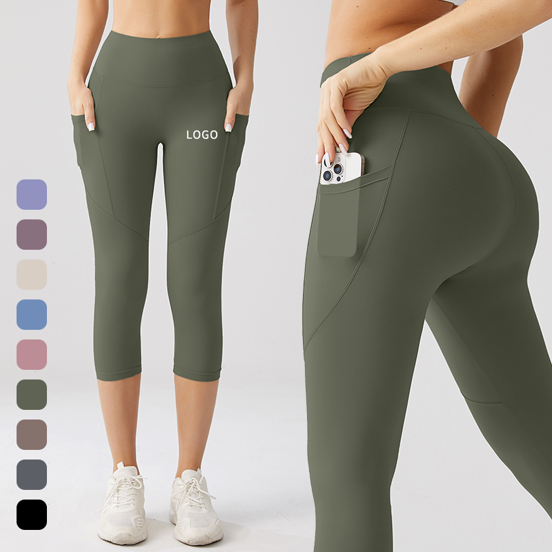 Women's High Waist Breathable Butt-Lifting Yoga Pants With Print Pattern Custom Logo Fitness Sports Leggings With Pocket