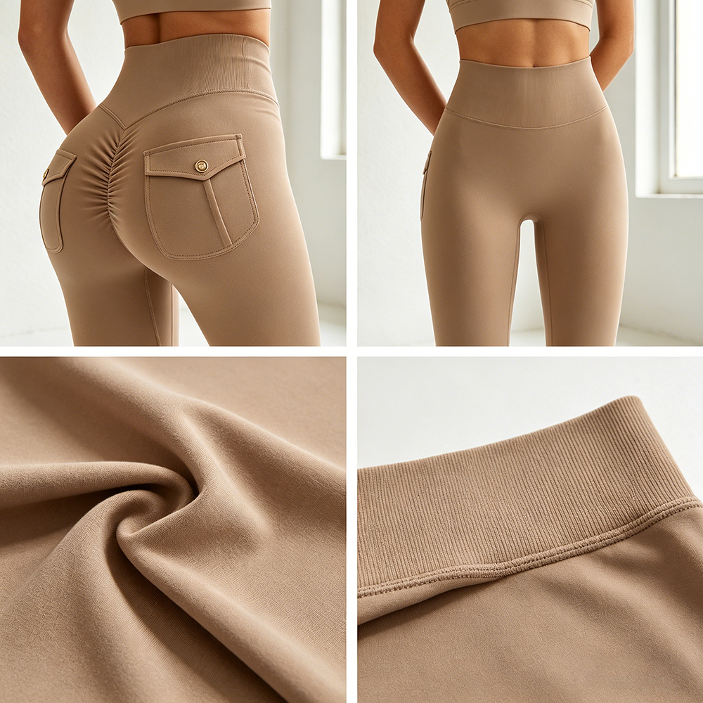 Custom Eco-Friendly Solid Women's High Waist Yoga Leggings Pocket Breathable Four-Way Stretch Elastic Sports Gym Fitness Workout