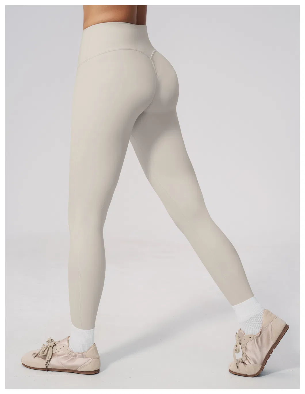 Tummy Control High Waist Yoga Pants for Women Wide Seamless Waistband V-Shape Lifting Butt Scrunch Leggings Squat-Proof 4-Way Stretch Matte Cropped