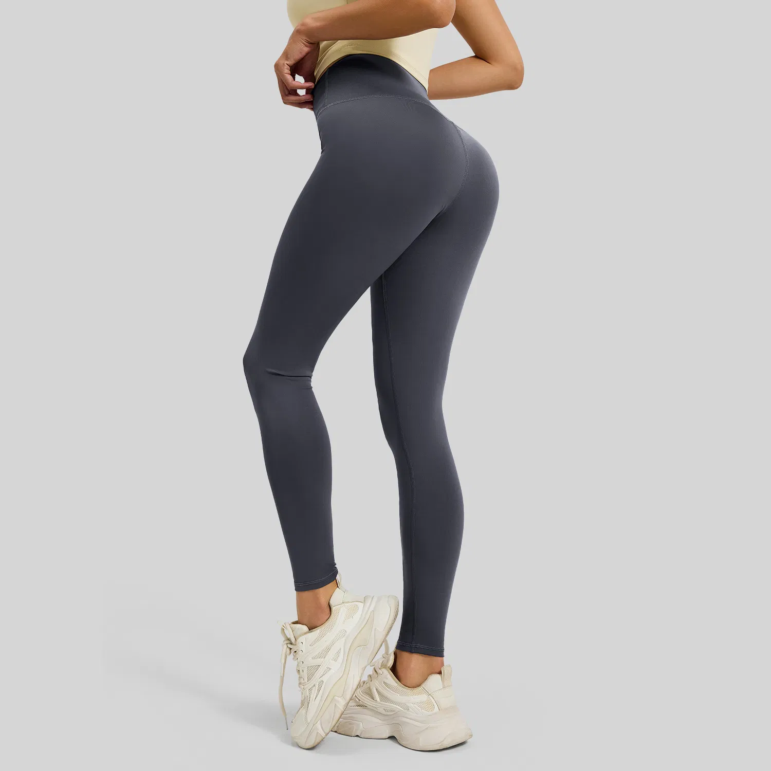 Dark Gray High-Waisted Stretch Yoga Pants