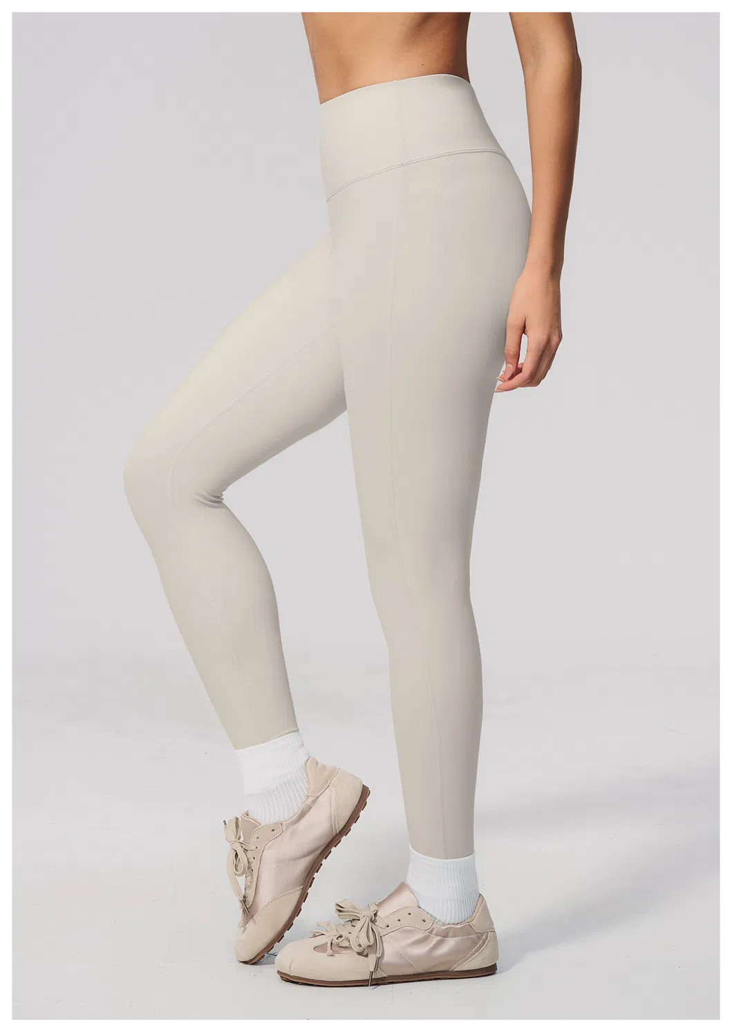 Tummy Control High Waist Yoga Pants for Women Wide Seamless Waistband V-Shape Lifting Butt Scrunch Leggings Squat-Proof 4-Way Stretch Matte Cropped