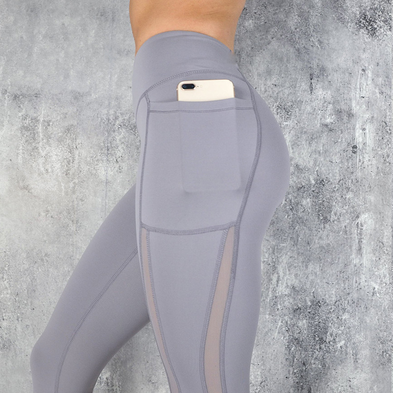 RUIQUWIN Hot Selling Women's Breathable Mesh Yoga Leggings Sports Fitness Jogging Pants Pocket Yoga Pants