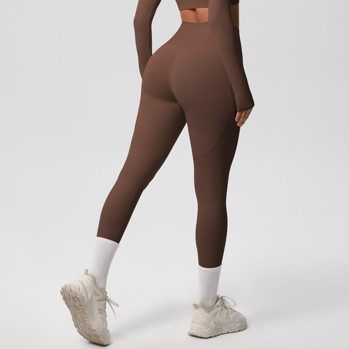 High-Waisted Yoga Pants Double-Sided Brushed Tight-Fitting High-Elastic Sports Running Leggings Women's Leggings with Pockets
