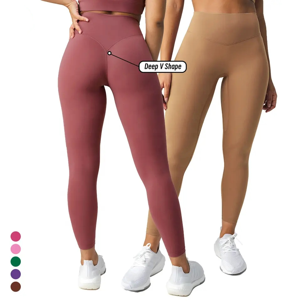 Premium 68 Nylon 32 Spandex V-Back Seam Gym Yoga Biker Shorts High Waist Breathable Peach Hip Activewear Gym Leggings For Women