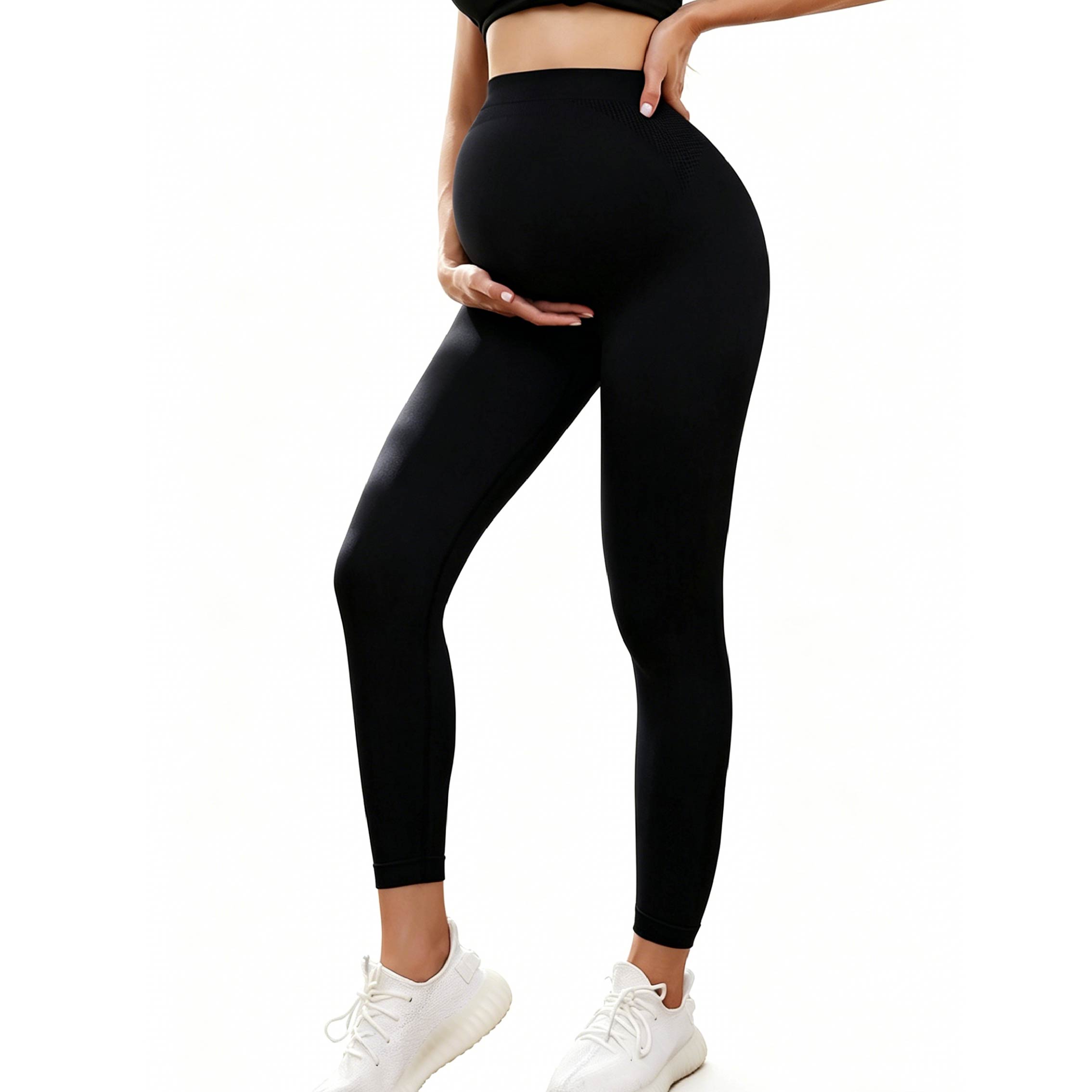Tummy Support Ruched Maternity Yoga Leggings High Waist Hip Lifting Slim Full Length Soft Nylon Spandex Pregnancy Sports Pants