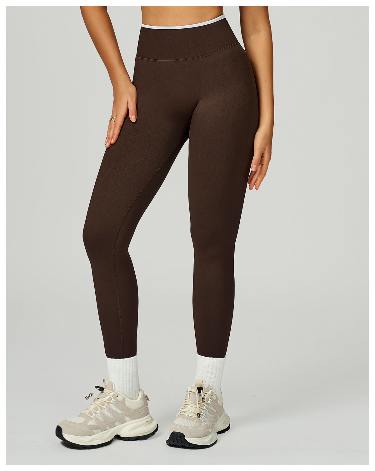 Seamless Color Block Trim High-Waist Slim Fit Yoga Pants for Women Outdoor Running &amp; Gym