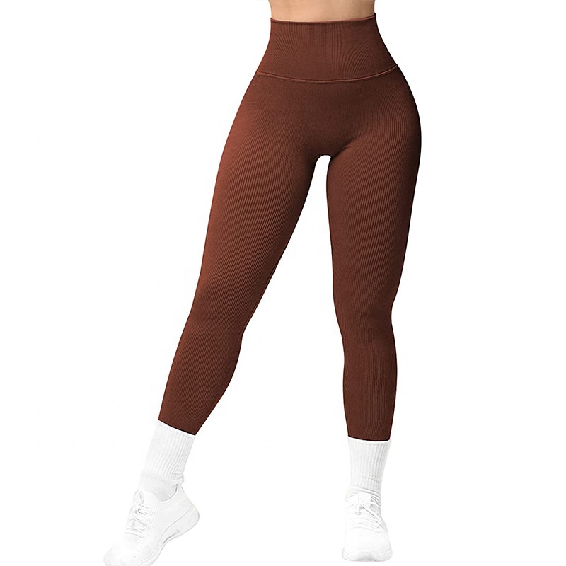 Wholesale Ribbed High Waist Push up Leggings Sin Costuras Fitness Yoga Workout Squat Proof Leggings for Women