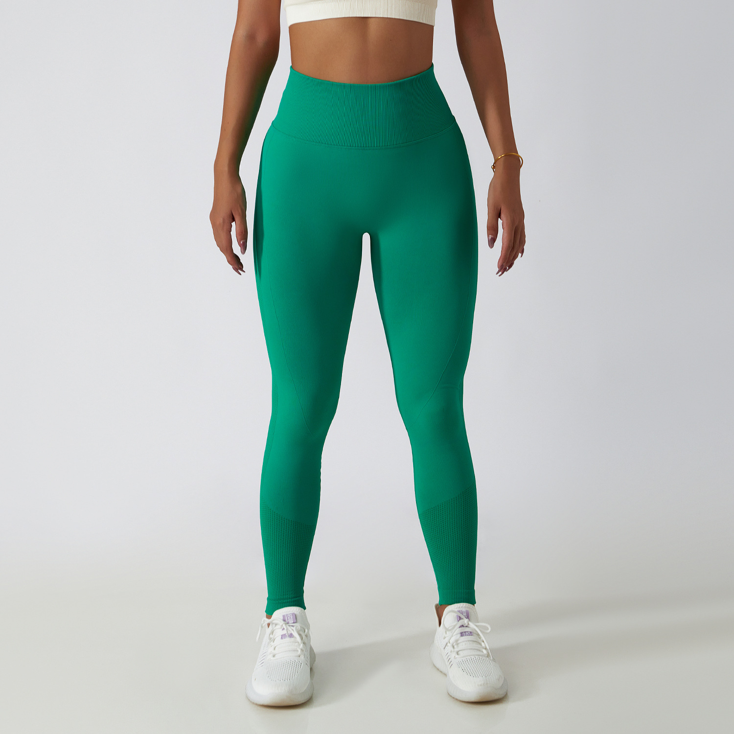 Hot Selling Women's Elastic Waist Seamless Scrunch Butt Fitness Spandex Yoga Pants Solid Four-Way Stretch Anti-UV Full Length