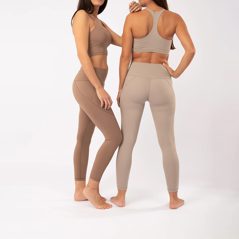 Wholesale Custom Squat Proof Practical Pockets Both Sides Recycled Spandex 4-way Stretch High Waist 7/8 Yoga Pants Leggings