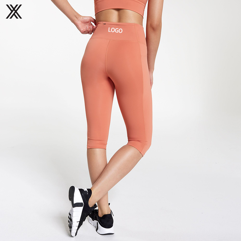 2023 Eco Friendly Recycled High Waist Gym Leggings Yoga Leggings Knee Length With Pockets for Women